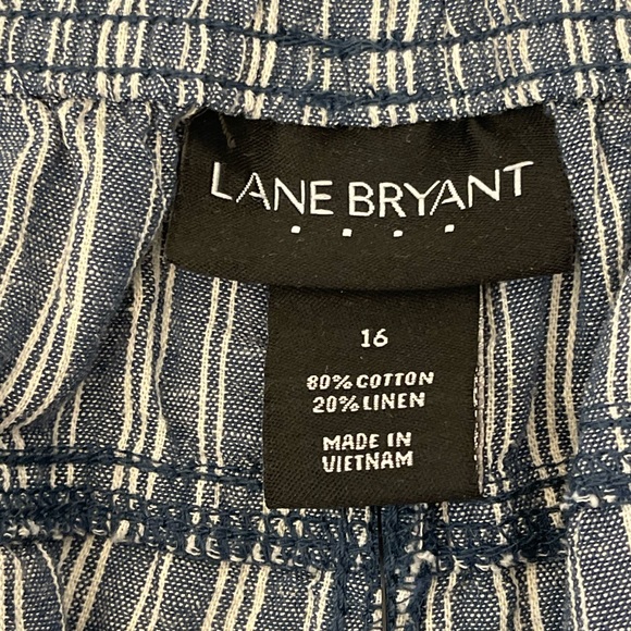 Lane Bryant Linen Blend Crop Capri Striped Draw String Size 16 Blue - Picture 5 of 10